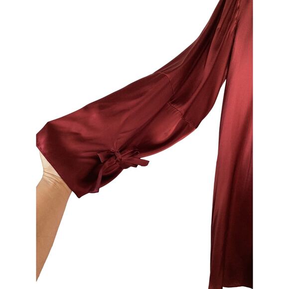 TANYA TAYLOR Leah One-Shoulder Satin Dress Red Size 12 Flowy Dressy - Picture 6 of 16